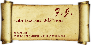 Fabriczius János névjegykártya