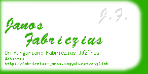 janos fabriczius business card